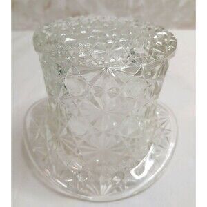 Vintage FENTON Daisy and Button Top Hat Clear Glass with Rim 4.5 Wide x 3.5 Tall